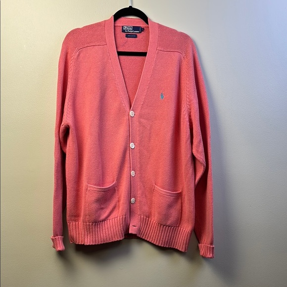 Vintage Polo by Ralph Lauren Pink Cardigan Sweater Classic Knit - Picture 1 of 6